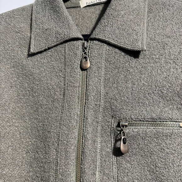 Vintage André Christian 100% Wool Zip Up Sweater Green Size Medium - Picture 4 of 10